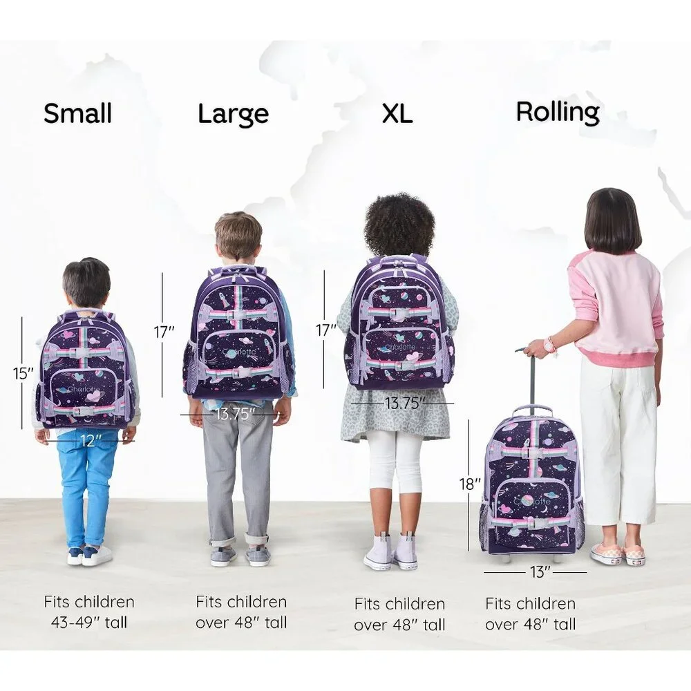 Pottery Barn Kids Mackenzie Rainbow Heart Galaxy Glow-in-the-Dark Backpack Large